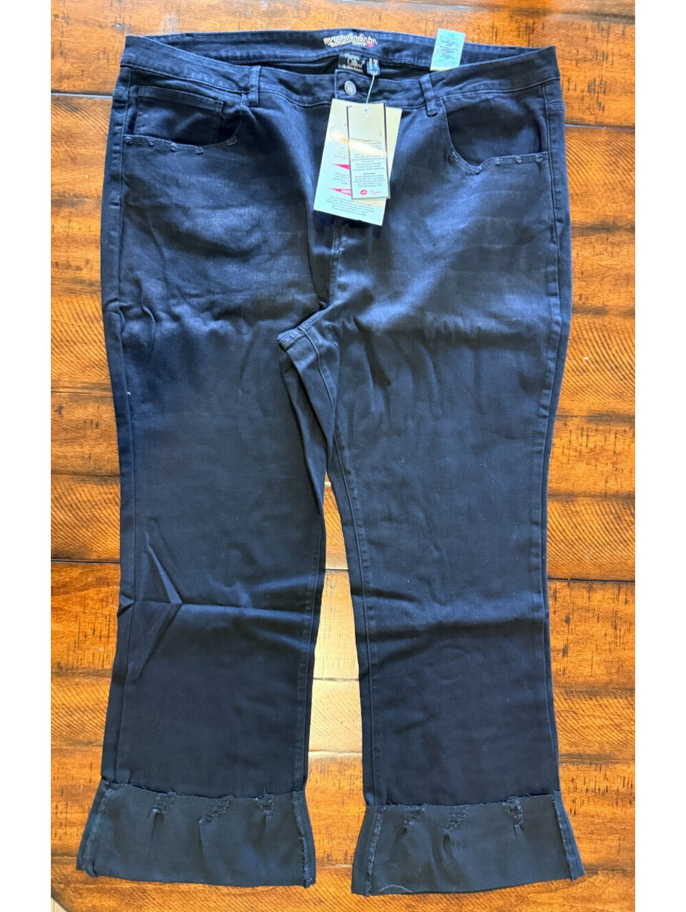 Women with Control My Wonder Denim Aya Jeans Distressed Hem Black - Size 28W